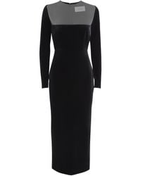 Alex Perry - Velvet Mesh-Detail Midi Dress - Lyst