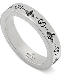 Gucci - Interlocking G Bee-engraved Sterling- Ring - Lyst