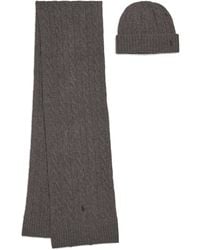 Polo Ralph Lauren - Cashmere Cable-Knit Hat And Scarf Set - Lyst