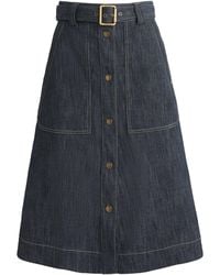 Moncler - Denim Belted Midi Skirt - Lyst
