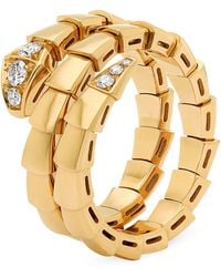 BVLGARI - Yellow Gold And Diamond Serpenti Viper Ring - Lyst