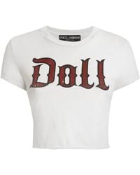 Dolce & Gabbana - Cropped T-Shirt With Vintage Effect - Lyst