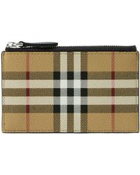 Burberry - Check Zip Card Holder - Lyst