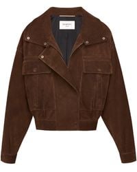 Saint Laurent - Suede Funnel-Neck Bomber Jacket - Lyst