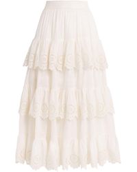 Zimmermann - Lucky Embroidered Midi Skirt - Lyst