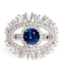Suzanne Kalan - Diamond And Sapphire Milli Evil Eye Ring - Lyst