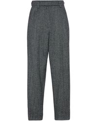 Brunello Cucinelli - Virgin Wool-blend Baggy Tailored Trousers - Lyst