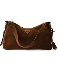 Prada - Medium Suede Aimée Shoulder Bag - Lyst
