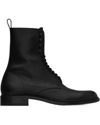 Saint Laurent - Leather Lace-up Ankle Boots - Lyst