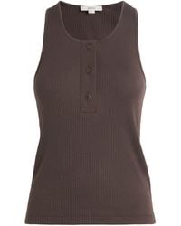 Vince - Pima Cotton Ribbed Henley Tank Top - Lyst