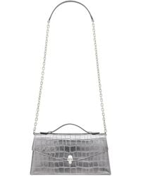 McQueen - Croc-Embossed Metallic Leather Skull Shoulder Bag - Lyst