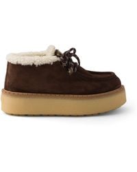 Prada - Suede Shearling Chukka Ankle Boots - Lyst