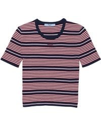 Prada - Stretch-Cotton Stripe T-Shirt - Lyst