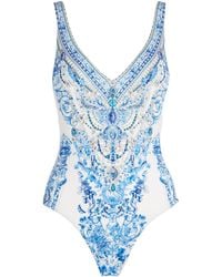 CAMILLA - Crytsal-Embellished Printed Swimsuit - Lyst