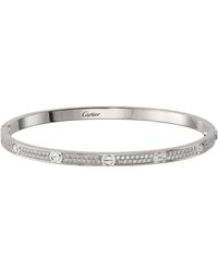 Cartier - Small White Gold And Diamond-paved Love Bracelet - Lyst