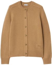 Burberry - Logo Patch Buttoned Crewneck Cardigan - Lyst