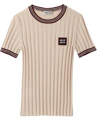 Miu Miu - Cashmere Short-Sleeve Sweater - Lyst