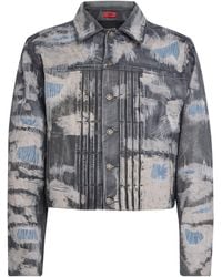 424 - Denim-Effect Trucker Leather Jacket - Lyst