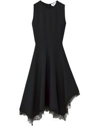 McQueen - Lace-Trim Asymmetric Midi Dress - Lyst