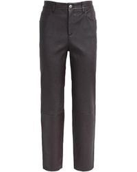 Theory - Leather Cropped Straight Trousers - Lyst