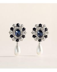 Self-Portrait - Faux Pearl And Crystal-Embellished Drop Earrings - Lyst