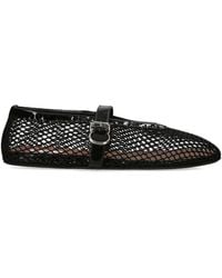 Alaïa - Ballerina Strap Mesh Leather Flats - Lyst