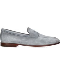 Santoni - Suede Carlo Penny Loafers - Lyst