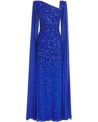 Jenny Packham - Sequin Cape Twilight Gown - Lyst