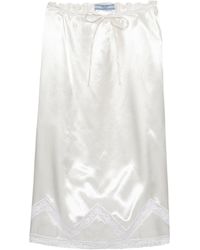 Prada - Satin Embroidered Skirt - Lyst