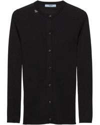Prada - Wool Ribbed Slim Cardigan - Lyst