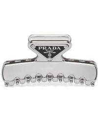 Prada - Triangle Logo Claw Clip - Lyst