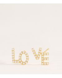 Rosa De La Cruz - And Diamond Love Text Stud Earrings - Lyst