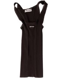 Miu Miu - Wool Ribbed Logo Tank Top - Lyst