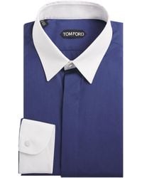 Tom Ford - Cotton Contrast Collar And Cuffs Shirt - Lyst