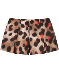 Givenchy - Silk Leopard Pleated Shorts - Lyst