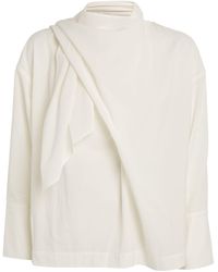 Issey Miyake - Cotton Voile Draped Blouse - Lyst
