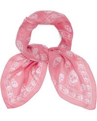 McQueen - Silk Skull Print Scarf - Lyst