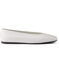 Prada - Brushed Leather Logo Ballet Flats - Lyst
