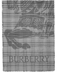 Burberry - Wool-Silk Ekd Check Scarf - Lyst