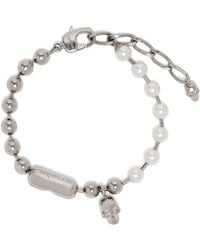 McQueen - Faux Pearl And Skull Bracelet - Lyst