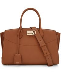 Ferragamo - Large Leather New Studio Top-Handle Bag - Lyst