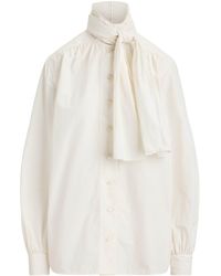 Ralph Lauren - Poplin Tie-Neck Dara Blouse - Lyst