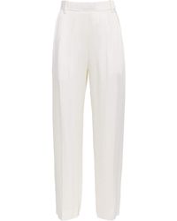 Victoria Beckham - Satin Crepe Straight Tailored Trousers - Lyst