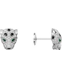 Cartier - Diamond, Emerald And Onyx Panthère De Earrings - Lyst