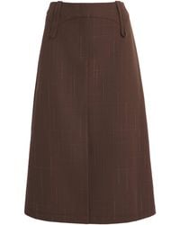 Tory Burch - Stretch-Wool Midi Skirt - Lyst