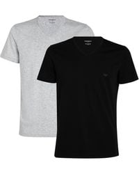 Emporio Armani - Cotton V-neck Eagle T-shirt - Lyst