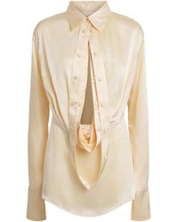 Late for Work - Satin Draped Shirt - Lyst