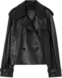 Burberry - Cropped Leather Mayfair Trench Jacket - Lyst