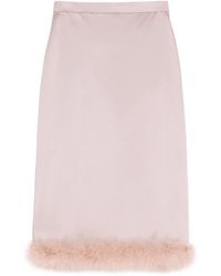 Valentino - Satin Feather-Trim Skirt - Lyst