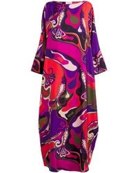 PUCCI - Silk Orchidee Print Maxi Kaftan Dress - Lyst